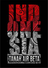 Fototapeta premium Red and Gray Indonesian Streetwear Graphic Design with Ornamental Typography