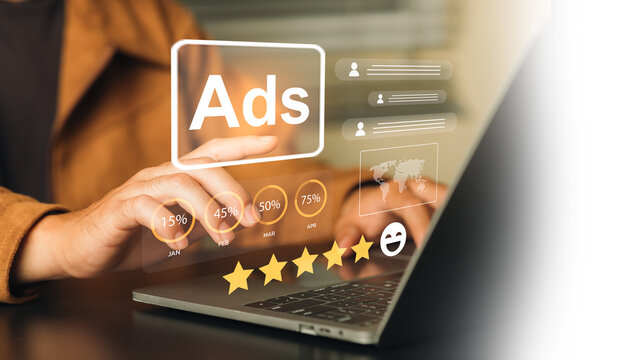 Businessman Analyzing Digital Marketing Campaign Data and Ads Performance on Laptop