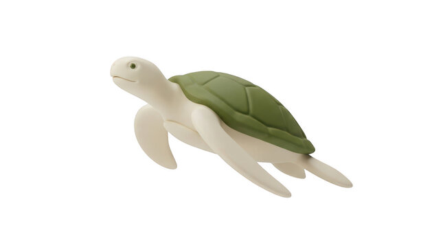 A small plastic sea turtle toy isolated on transparent background