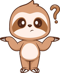 Fototapeta premium Cute Sloth Confused Cartoon