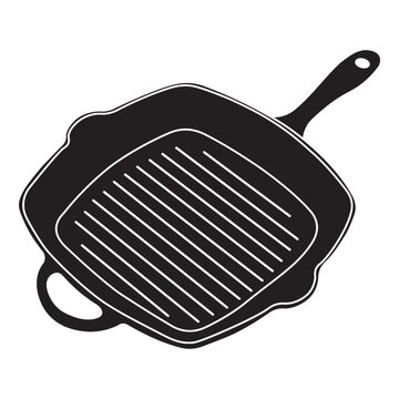 Minimalist Cast Iron Pan Silhouette Vector Illustration &ndash; Modern Kitchenware Graphic