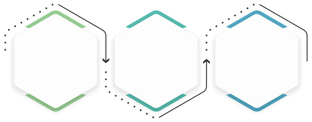 Plakat Infographic template with three hexagonal stages connected by arrows