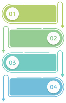 Vertical infographic with four steps, rounded blocks and arrows