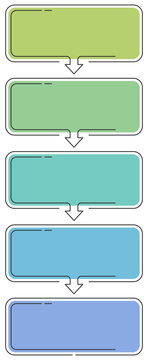 Vertical infographic with four steps, rounded blocks and arrows for workflow, process and business presentation