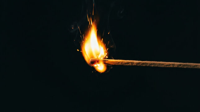 Burning matchstick flame sparks symbolize emergency and preparedness in wars highlighting fragile start of conflict and urgent response needed