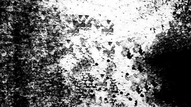 Gritty black and white texture background showing heavy distress and grain with dark spots and weathered surfaces ideal for vintage film style effects and rugged industrial design aesthetic