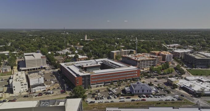 Durham North Carolina Aerial v25 wide flyover around downtown, Central Park, the Warehouse District and surrounding neighborhoods - Shot with Mavic 3 Pro Cine - Oct 1st 2023