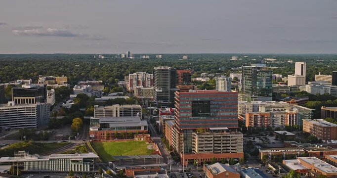 Raleigh North Carolina Aerial v17 flyover above the Warehouse District and Glenwood South toward the State Capitol and downtown - Shot with Inspire 3 8k - Sept 30th 2023