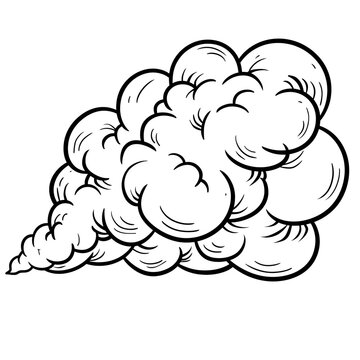 Stylized comic book smoke cloud illustration featuring bold black outlines and a soft rounded shape design on transparent background