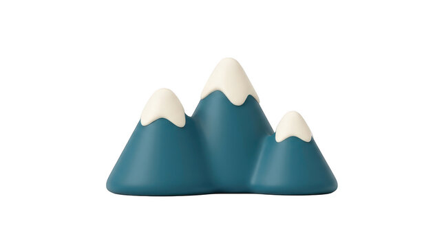 Minimalist blue mountain range figurine isolated on transparent background