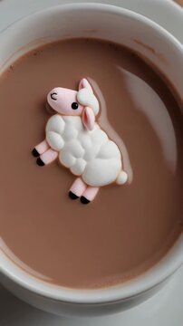 Sheep Marshmallow Hot Cocoa 4K Generative AI