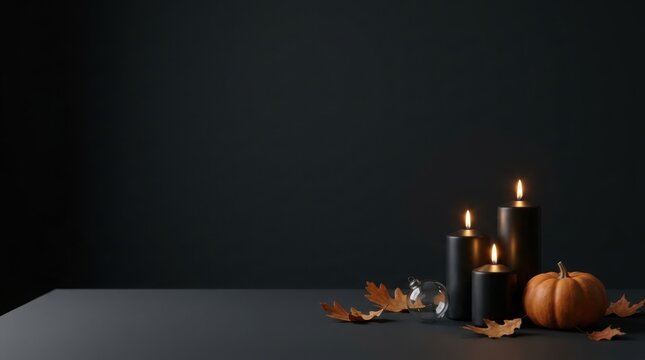 Halloween jack-o'-lantern pumpkins with glowing candlelight