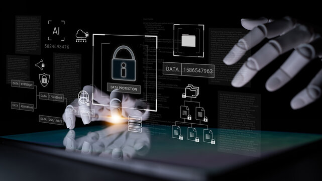 AI managing and encrypting sensitive data, monitoring cybersecurity threats, and ensuring regulatory compliance across digital systems for safe information protection Parse