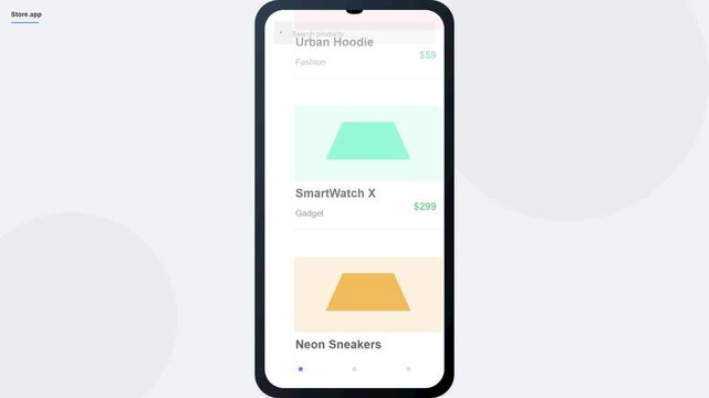 Mobile Shopping App UI: Product Search and Add to Cart