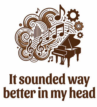Humorous Music Composition Struggle Illustration