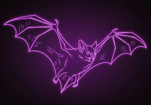 Purple bat silhouette flying against dark background