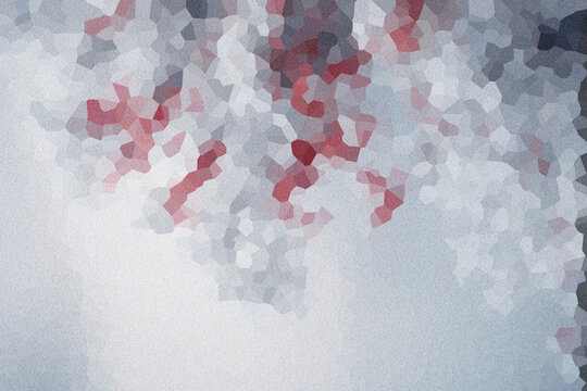 Abstract geometric mosaic pattern background with textured gray and red polygon shapes