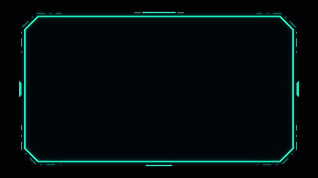 Neon glowing digital frame overlay for futuristic user interface screen design