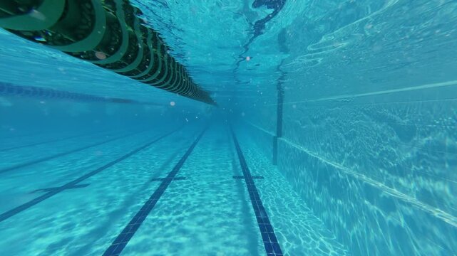 Underwater View of Swimming Pool Lanes and Dividers