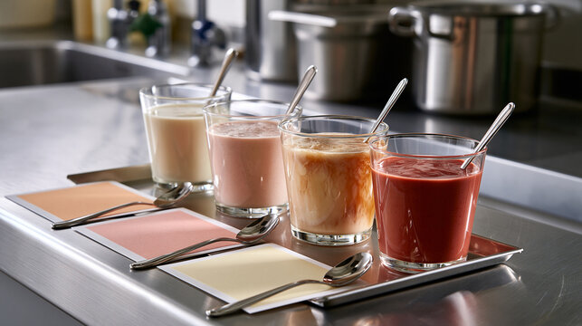 Quality-control lineup of drink thicknesses