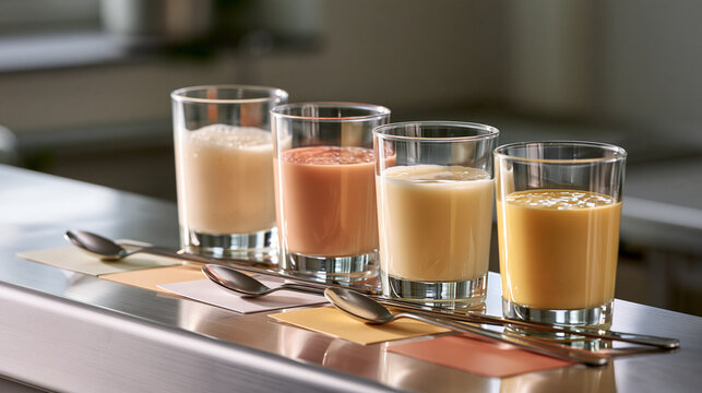 Quality-control lineup of drink thicknesses