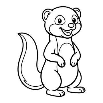 Cute meerkat standing cartoon vector coloring page for kids