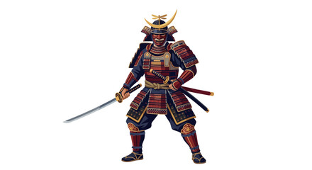 Illustration of a Traditional Japanese Samurai Warrior