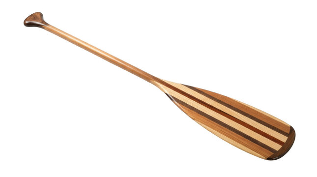 Wooden canoe paddle with a laminated blade isolated on transparent background