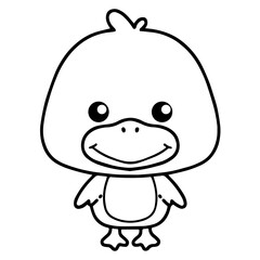 Cute little duckling line art vector illustration for children coloring page