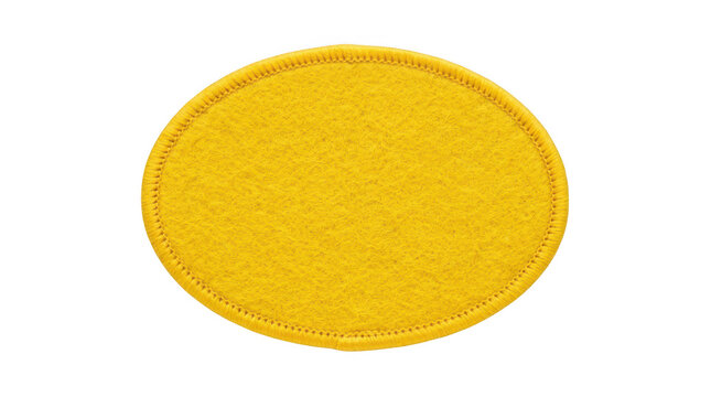 Yellow oval felt patch isolated on transparent background