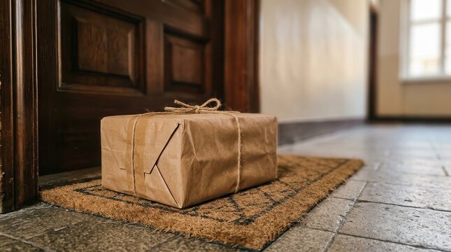 A Quiet Moment of Anticipation and Home Delivery Convenience Captured in a Warm and Inviting Residential Setting