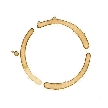 Real coffee stain, coffee ring, coffee imprint, coffee cup imprint, coffe print, isolated on transparent or white background png