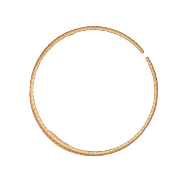 Real coffee stain, coffee ring, coffee imprint, coffee cup imprint, coffe print, isolated on transparent or white background png