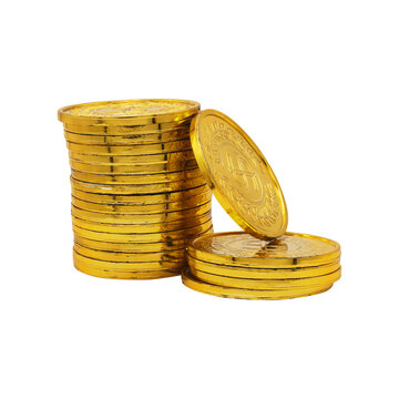 Stacks of Gold Coins on Transparent Background PNG