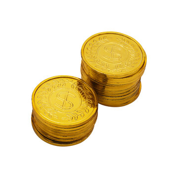 Stacks of Gold Coins on Transparent Background PNG