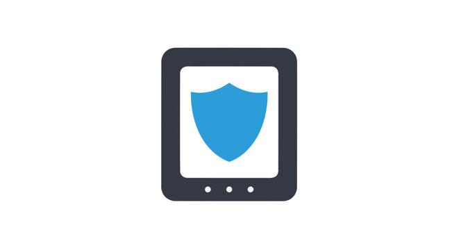 A digital tablet displaying a shield icon, symbolizing digital security and data protection