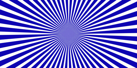 Fototapeta premium Radial burst of blue and white lines emanating from a central diamond shape, creating a vibrant, abstract optical illusion.