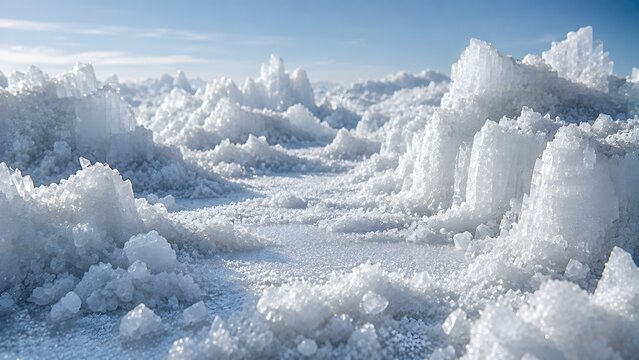 Arctic landscape concept made of sea salt crystals