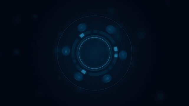 Digital data synchronization interface with futuristic blue circular HUD display