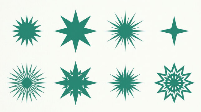 Colorful snowflake and plus sign icons set