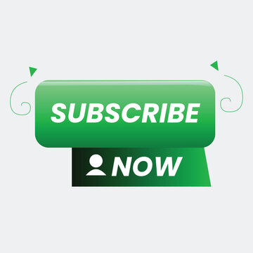 Green 3D Subscribe Now Button Banner with User Profile Icon for Web Marketing, Social Media, and Video Channels