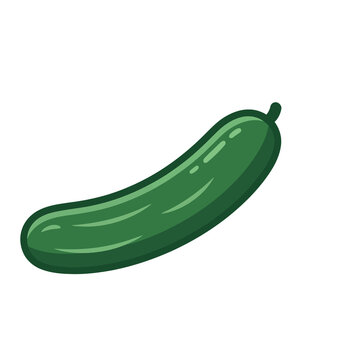 Minimalist cucumber icon vector isolated on white background, flat cartoon green gherkin or zucchini vegetable symbol for healthy food and agriculture design.