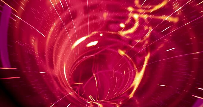 Seamless looping 3D animation of a futuristic sci fi cyber tunnel with bright light streaks. 4K 3D Animation.