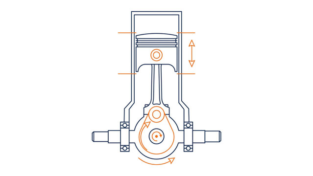 Diagram illustrating the mechanical operation of an internal combustion engine