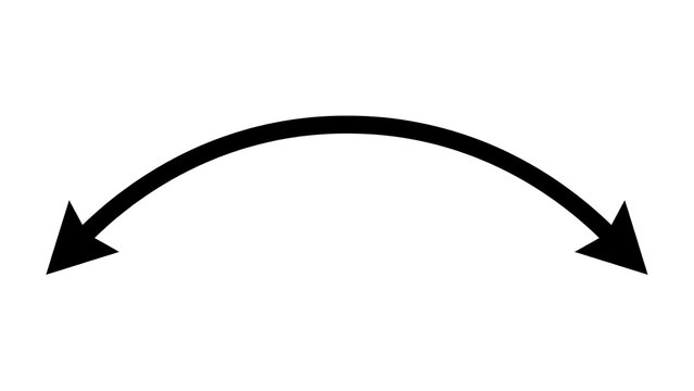 Curved bidirectional arrow icon for user interface elements with direction navigation indicator movement abstract