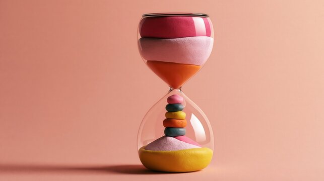 Glossy claymation-style illustration of an egg timer in soft cinematic light