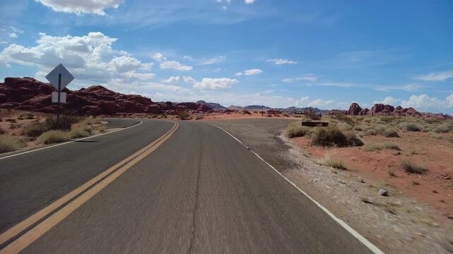 Driving Plate Nevada Desert Valley of Fire Mouses Tank Rd Northbound Front View 08 USA
