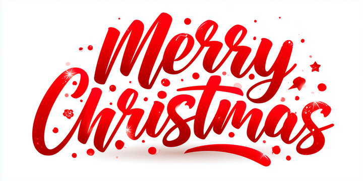 Merry Christmas Text Typography Graphic Design Element on Isolated Background