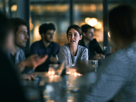Diverse Business men and women at their meeting at modern urban glassy office