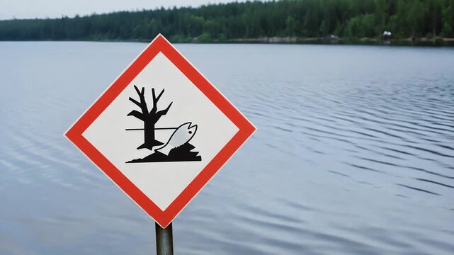 Toxic waste sign. Harmful danger to the aquatic environment.